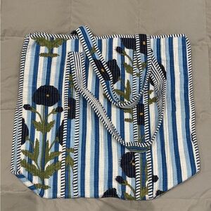 Striped Blue and White Tote Bag Fabric
